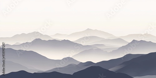 Layered Mountain Silhouettes in Soft Pastel Tones