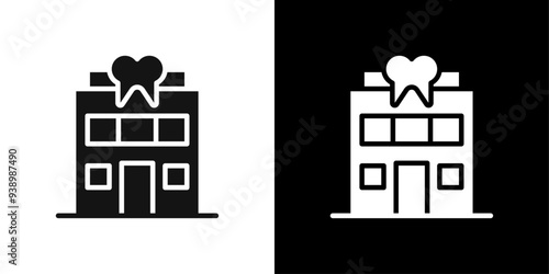 dental clinic icon Flat fill set collection