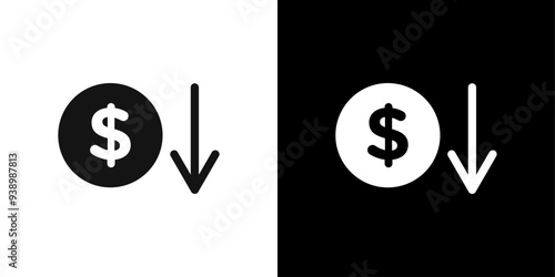 Economic Loss icon Flat fill set collection