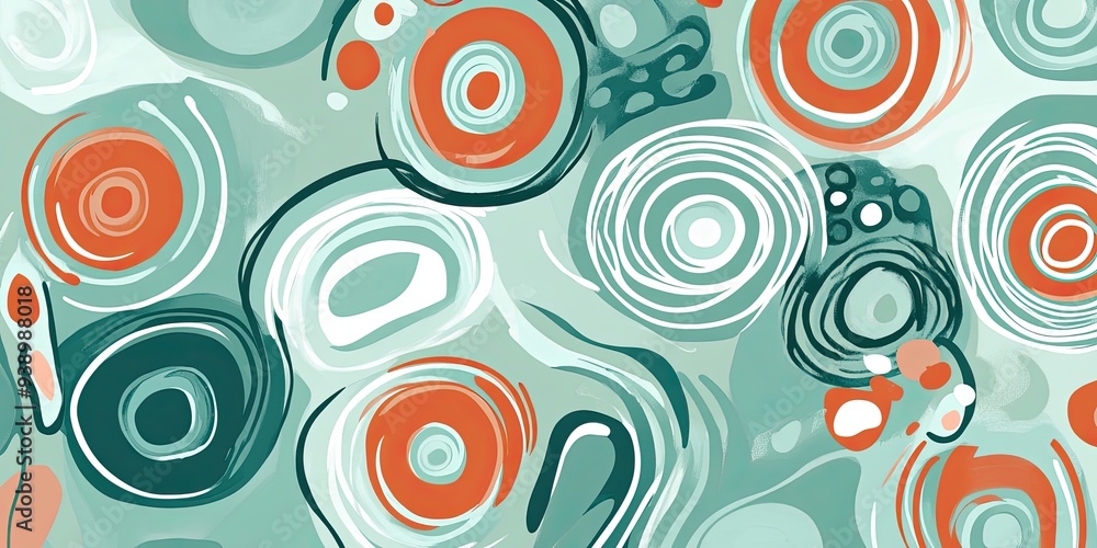 Abstract Swirls in Teal and Coral Tones Abstract Swirls in Teal and Coral Tones