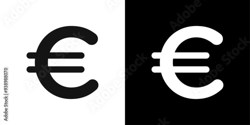 euro sign icon Flat fill set collection