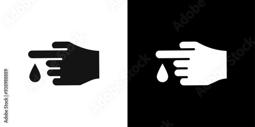 Hand with blood drop icon Flat fill set collection