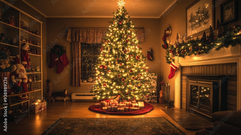 Christmas Tree Illuminates Cozy Living Room Christmas Tree Illuminates Cozy Living Room