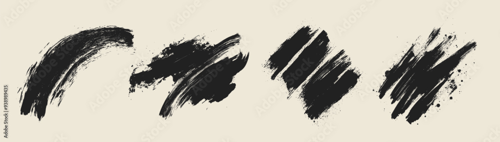 Vector set of black ink strokes. Collection of highly detailed messy, textured, and artistic elements for dirty art, banners, borders, and abstract design Vector set of black ink strokes. Collection of highly detailed messy, textured, and artistic elements for dirty art, banners, borders, and abstract design