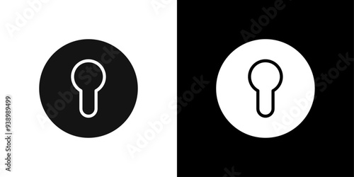 key hole icon Flat fill set collection