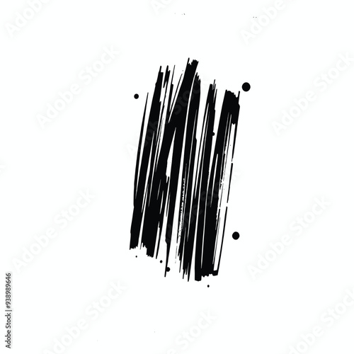 Vertical Black Brush Strokes with Ink Splatter