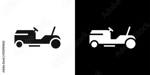 Lawn mower icon Flat fill set collection