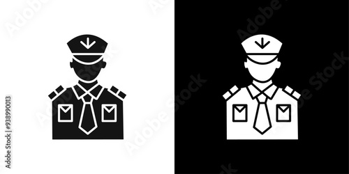 Male chief officer icon Flat fill set collection