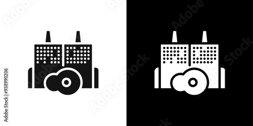 meat factory icon Flat fill set collection