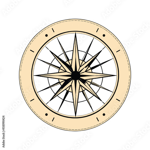 Beige and Black Compass Design