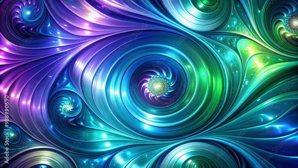 Vibrant swirls of blue, green, and purple hues dance across a metallic background, creating a mesmerizing, futuristic, and highly reflective abstract design. Vibrant swirls of blue, green, and purple hues dance across a metallic background, creating a mesmerizing, futuristic, and highly reflective abstract design.