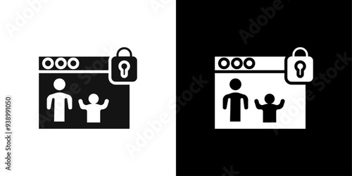 Parental control icon Flat fill set collection