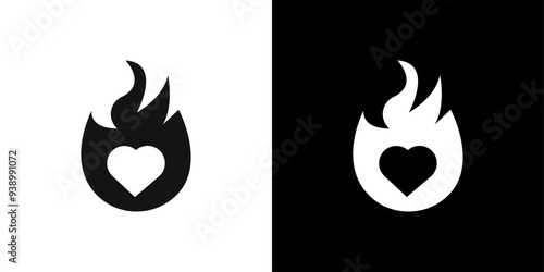 Passion icon Flat fill set collection