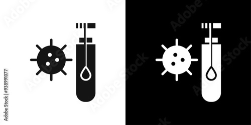 PCR test icon Flat fill set collection