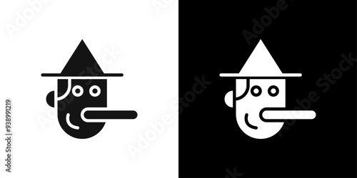Pinocchio icon Flat fill set collection