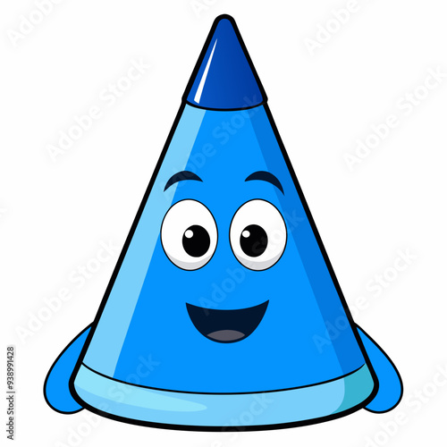 Here is the vector design of a blue glass traffic cone on a white background art vector illustration