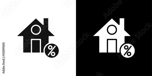 Rate for mortgage icon Flat fill set collection