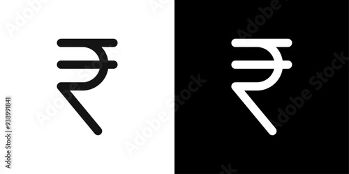 rupee currency icon Flat fill set collection