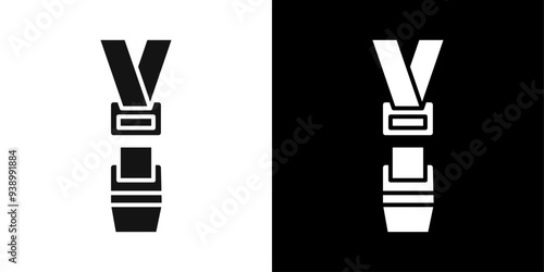 Safety seatbelt icon Flat fill set collection