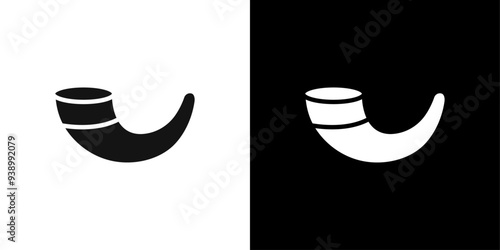 Shofar icon Flat fill set collection
