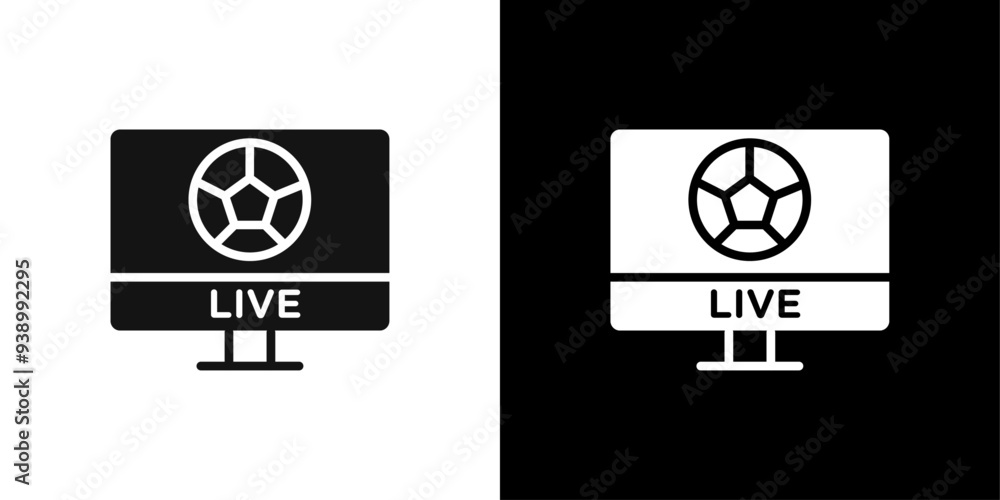 Soccer Live Match On TV icon Flat fill set collection Soccer Live Match On TV icon Flat fill set collection