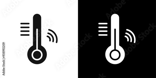 smart temperature icon Flat fill set collection