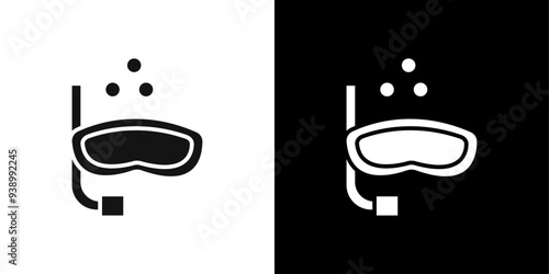 Snorkeling under water icon Flat fill set collection