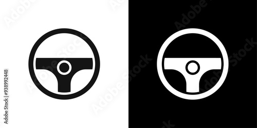 Steering wheel icon Flat fill set collection