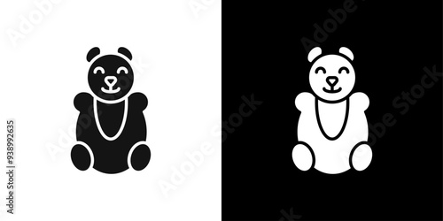 Teddy bear icon Flat fill set collection