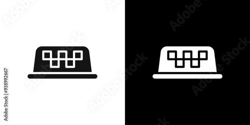 Taxi lamp icon Flat fill set collection