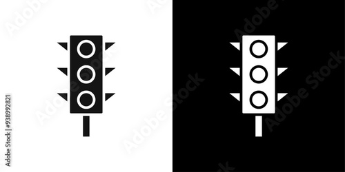 Traffic light icon Flat fill set collection