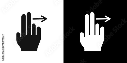 two fingers swipe right icon Flat fill set collection