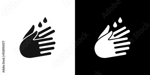 Wash or washing hands icon Flat fill set collection