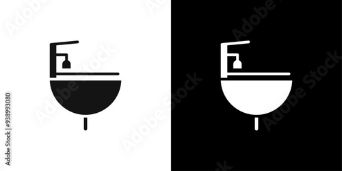 washbasin icon Flat fill set collection