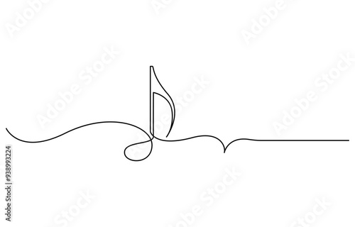 Musical Note Continuous Line Illustration, Continuous one line treble clef and notes, musical notes, A or La. vector illustration, Continuous music line art note vector sketch illustration.
