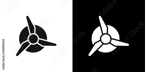 Wind turbine icon Flat fill set collection