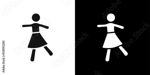 woman dancing icon Flat fill set collection