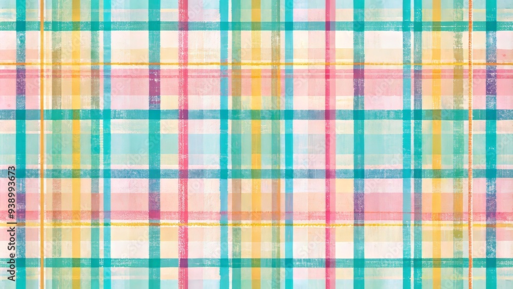 Whimsical hand-drawn plaid pattern featuring vibrant pastel colors, irregular lines, and playful texture, evoking a sense of nostalgia and rustic charm. Whimsical hand-drawn plaid pattern featuring vibrant pastel colors, irregular lines, and playful texture, evoking a sense of nostalgia and rustic charm.