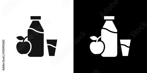 Apple cider vinegar Icon Flat fill set collection