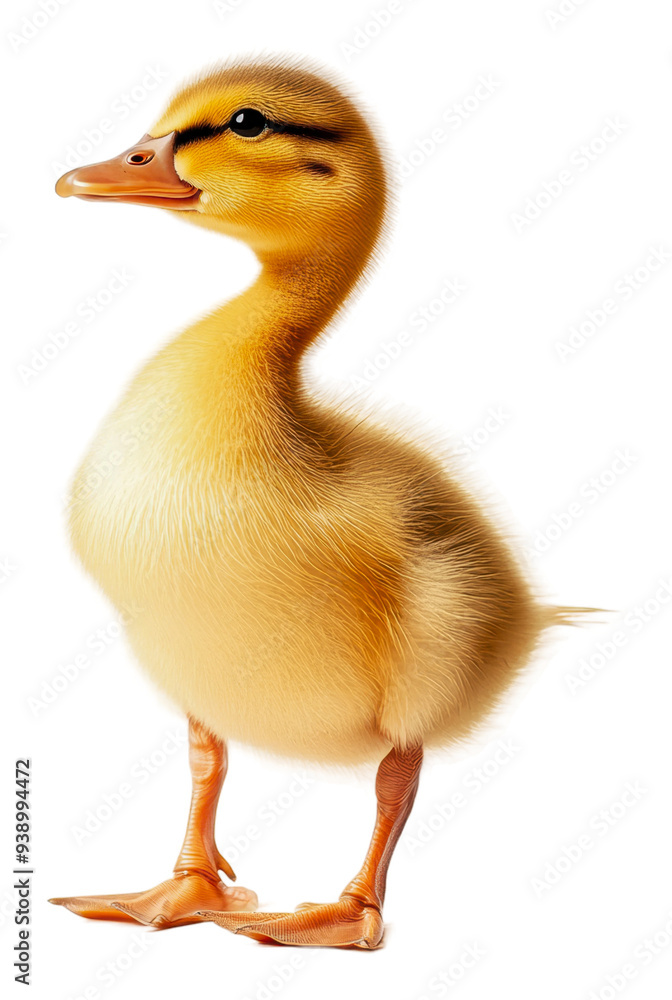 PNG A fluffy duckling standing on a plain background PNG A fluffy duckling standing on a plain background