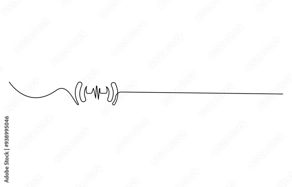 Musical Note Continuous Line Illustration, Continuous one line treble clef and notes, musical notes, A or La. vector illustration, Continuous music line art note vector sketch illustration.