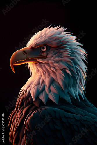 Bald Eagle black and white illustration