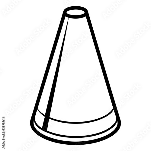 Here is the vector design of a blue glass traffic cone on a white background line art vector illustration