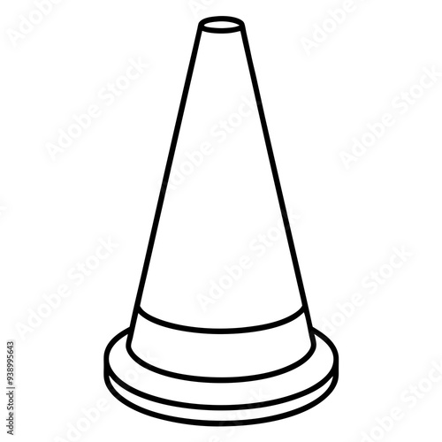 Here is the vector design of a blue glass traffic cone on a white background line art vector illustration