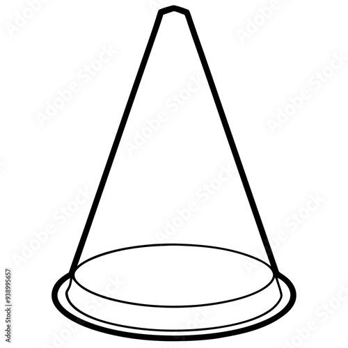 Here is the vector design of a blue glass traffic cone on a white background line art vector illustration