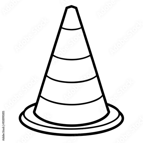 Here is the vector design of a blue glass traffic cone on a white background line art vector illustration