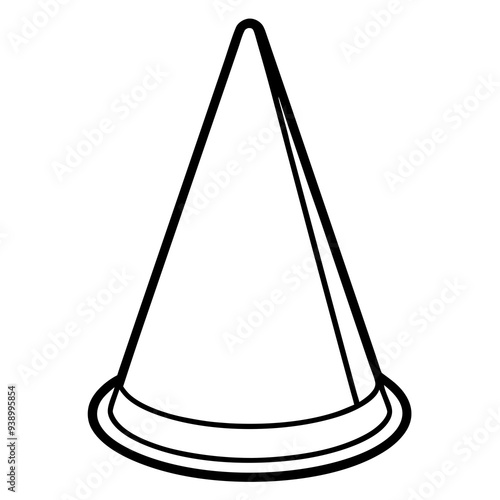 Here is the vector design of a blue glass traffic cone on a white background line art vector illustration