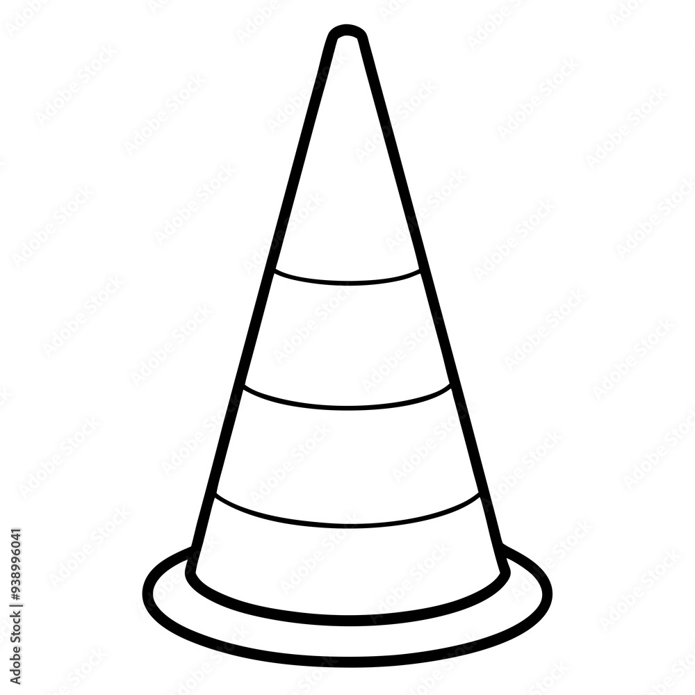 Fototapeta premium Here is the vector design of a blue glass traffic cone on a white background line art vector illustration