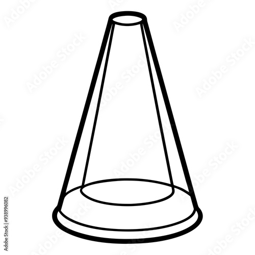 Here is the vector design of a blue glass traffic cone on a white background line art vector illustration