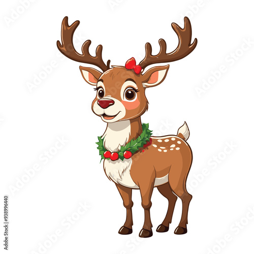 Adorable Female Reindeer with Holiday Garland